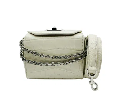 ALEXANDER MCQUEEN ALEXANDER MCQUEEN WOMEN'S OFF WHITE CROCODILE EMBOSSED BOX 16 CROSSBODY BAG