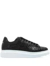 Alexander Mcqueen Oversized Grained Leather Sneakers In Multicolor