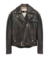 Alexander Mcqueen Oversized Antiqued Leather Biker Jacket In Black