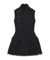 Alexander Mcqueen Raw Hem Double-breasted Hourglass Wool Mini Dress In Black