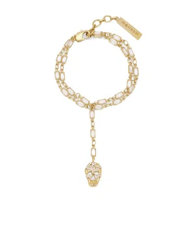 Alexander Mcqueen Women's Pavé Skull Bracelet In Pale Gold-finish In Transparent