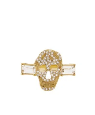 Alexander Mcqueen Women's Pave Skull Ring In Pale Gold-finish