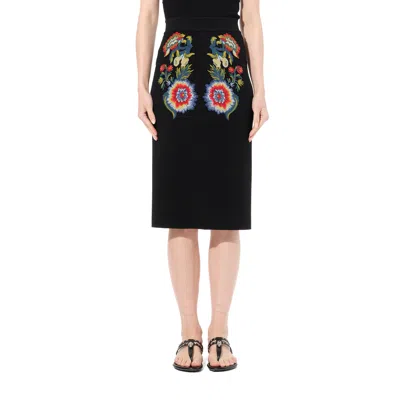 Alexander Mcqueen Women's Pencil Knee Skirt In Black/red