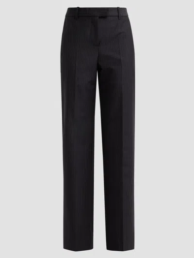 Alexander Mcqueen Women's Pinstripe Wool-mohair Trousers In Black