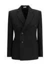 Alexander Mcqueen Women Pinstriped Double-breasted Jacket In Black