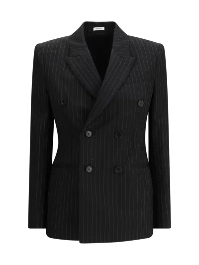 Alexander Mcqueen Women Pinstriped Double-breasted Jacket In Black