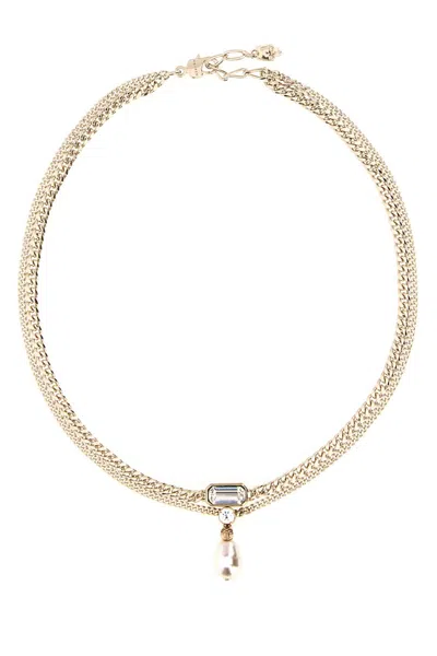 Alexander Mcqueen Women Platinum Metal Skull Necklace In Gold