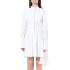 Alexander Mcqueen Women's Pleated Sleeves Cotton Dress In White
