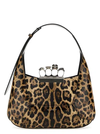 Alexander Mcqueen Women's Printed Leather The Jewelled Hobo Shoulder Bag In Leopard Print