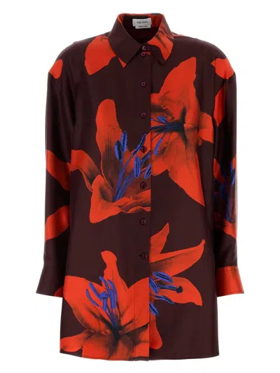 ALEXANDER MCQUEEN WOMEN'S PRINTED SATIN OVERSIZE SHIRT