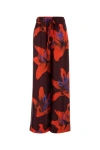 Alexander Mcqueen Wide-leg Silk Twill Trousers With Flame Lily Print In Multicolor