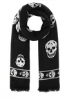 Alexander Mcqueen Fringed Skull Print Rectangular Scarf In Black