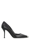 Alexander Mcqueen Black Leather And Silver Punk Pumps In Black