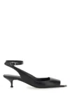 Alexander Mcqueen Black Leather Sandals With Kitten Heel In Black