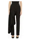 Alexander Mcqueen Draped Wool Grain De Poudre Pants In Black