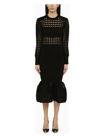 ALEXANDER MCQUEEN WOMEN'S RIBBED KNIT MIDI DRESS