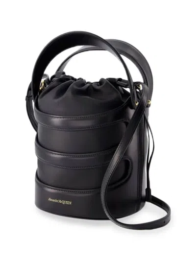 Alexander Mcqueen Mcqueen Women's Rise Leather Bucket Bag In Black