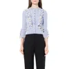 Alexander Mcqueen Women's Ruffle Knit Cardigan In Light Blue