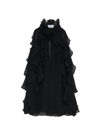 Alexander Mcqueen Cut-out Top In Silk Georgette With Ruffles Tops Black