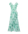 Alexander Mcqueen Asymmetric Ruffled Printed Silk-satin Maxi Dress In Green