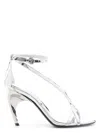 Alexander Mcqueen Twisted Armadillo 95mm Patent Sandals In Silver