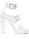 Alexander Mcqueen Alexander Mc Queen 120mm Leather Platform Sandals In New Ivory,silver