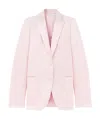 Alexander Mcqueen Wool Ruffle Asymmetric Blazer In Pink