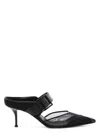 Alexander Mcqueen Mesh And Leather Mules In Black