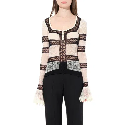 Alexander Mcqueen Women's Scoop Neck Long Sleeve In Multicolor