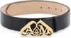 Alexander Mcqueen Adjustable Leather Belt With Metal Seal In Black