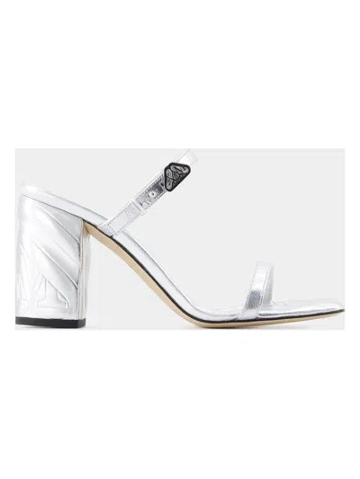 Alexander Mcqueen Women's Seal Heeled Sandals In Silver