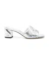 Alexander Mcqueen Alexander Mc Queen Metallic Leather Heel Sandals In Silver