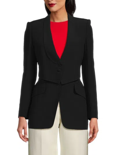 Alexander Mcqueen Layered Crepe Blazer In Black