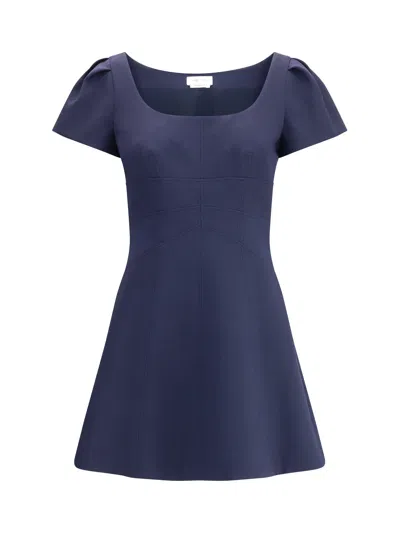 Alexander Mcqueen Women Short Dress With Short Gathered Sleeves In Blue