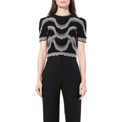 Alexander Mcqueen Women's Short Sleeve Top In Black/ivory