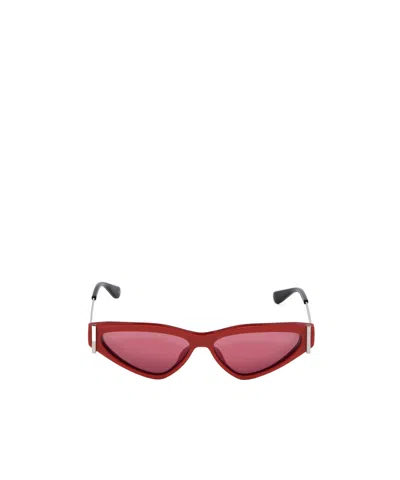 ALEXANDER MCQUEEN WOMEN'S SIDE T-BAR SUNGLASSES IN RED/SILVER