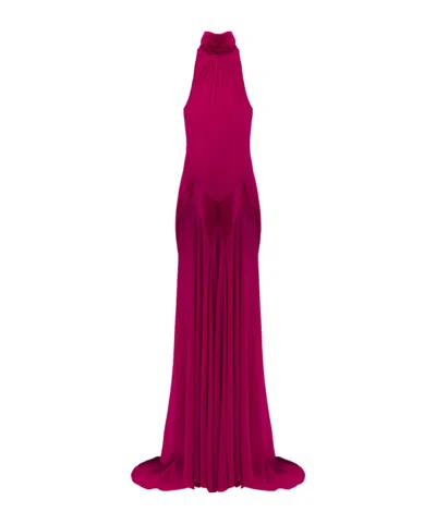 Alexander Mcqueen Women's Silk Georgette Evening Dress In Fuchsia In Pink