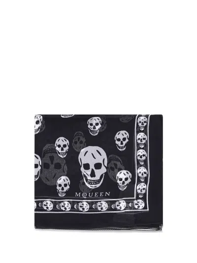 Alexander Mcqueen Women Silk Skull Scarf In Black