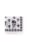 Alexander Mcqueen Classic Skull Silk Scarf In White