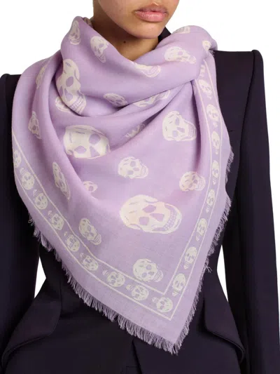 Alexander Mcqueen Women's Silk Skull Scarf In Neutral