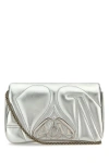 Alexander Mcqueen The Seal Mini Metallic Leather Crossbody Bag In Silver