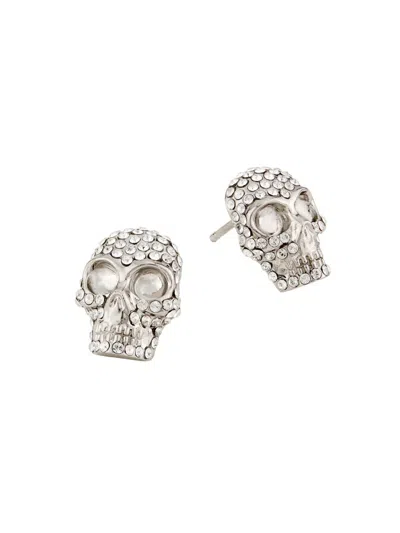 Alexander Mcqueen Women's Silvertone & Glass Crystal Skull Stud Earrings