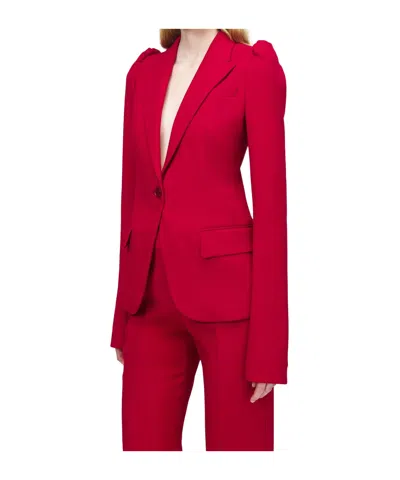 Alexander Mcqueen Women's Single-breasted Jacket In Crimson In Pink