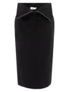 Alexander Mcqueen Black Skirt With Foldover Waist And Rear Single Slit In Wool Woman In Black