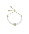 Alexander Mcqueen Skull And Pearl Friendship Bracelet In Gold