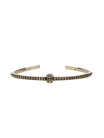 Alexander Mcqueen Women Skull Bracelet In Gold