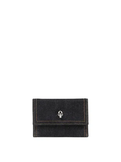 Alexander Mcqueen Women's "skull" Card Holder In Blue