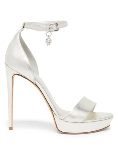Alexander Mcqueen 125mm Metallic Leather Platform Sandals In Animal Print