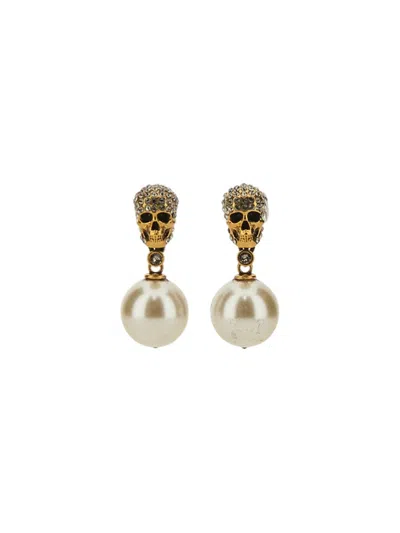 Alexander Mcqueen Women Skull Earrings In Gold