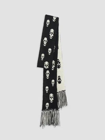 Alexander Mcqueen Women's Skull Knit Cotton Tricot Scarf In Black Ivory